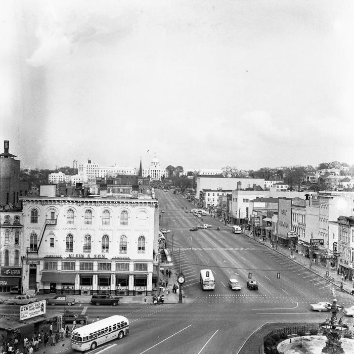 An overhead view of downtown Montgomery, Alabama