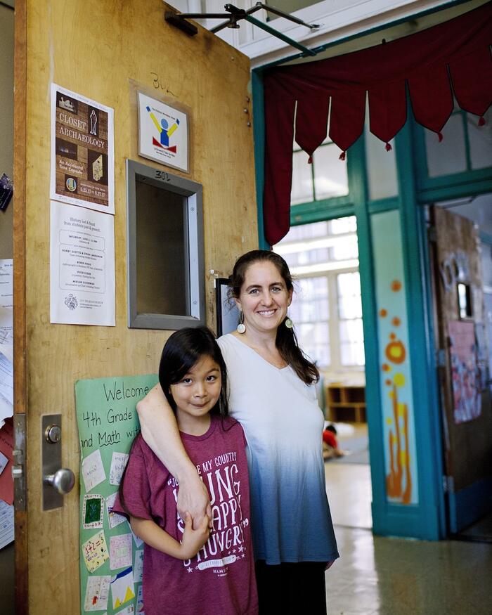 Teacher Miriam Sicherman and daughter Una