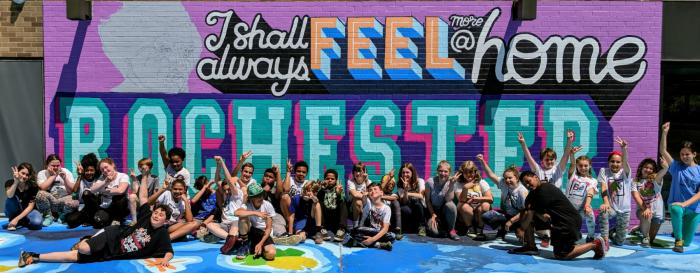 Students in front of Rochester mural | TT Grants Spotlight