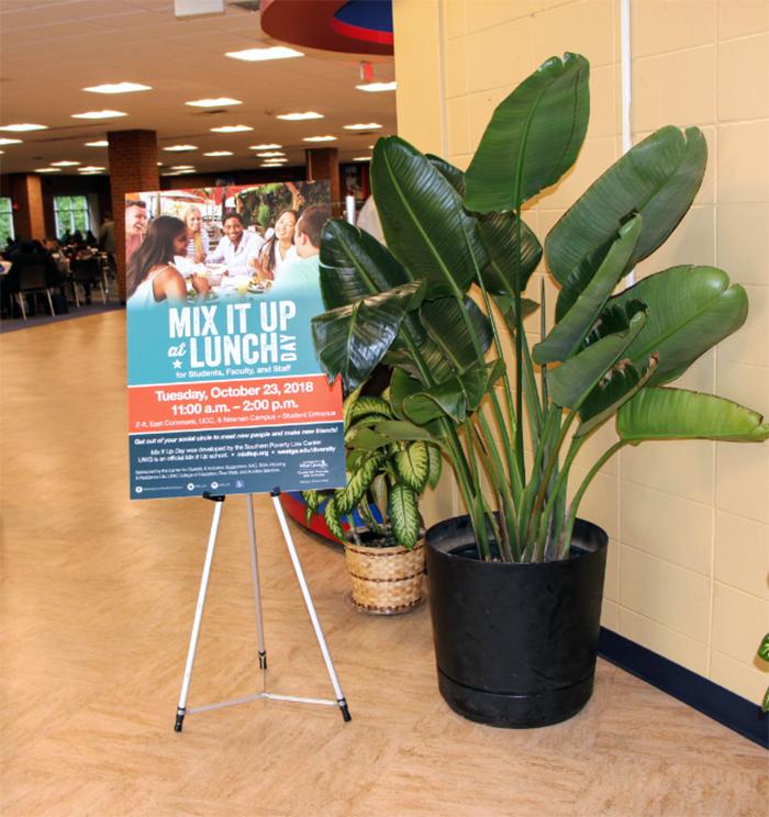 Sign welcoming college students at UWG to Mix It Up at Lunch Day.