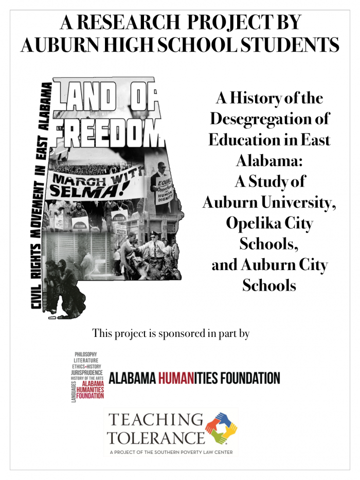 Poster for "Land of Freedom," a research project by Auburn High School students.