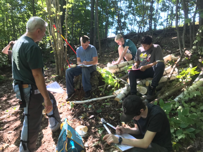 Outdoor Adventure students reflecting on their trail work at Goat Hill. 