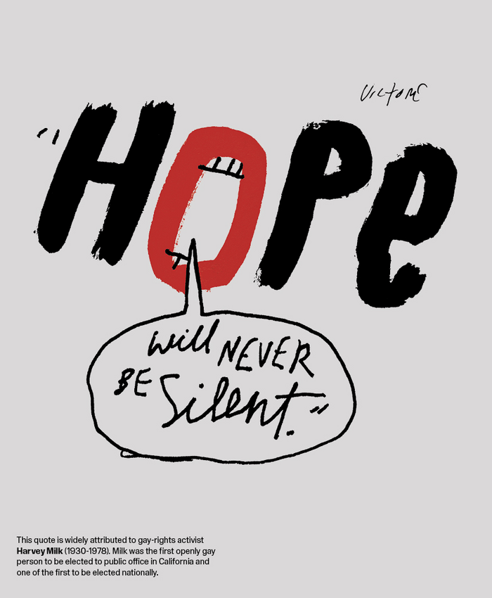 Poster featuring Harvey Milk quote "Hope will never be silent."