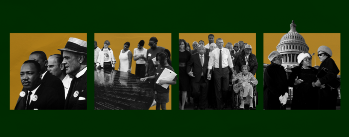 Photo collage of civil rights activists and moments in history