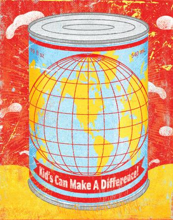 Teaching Tolerance illustration of can labeled as 'Kid's Can Make A Difference!'