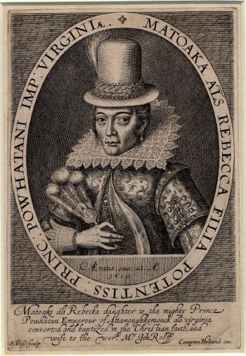 Pocahontas by Simon van de Passe, 1616