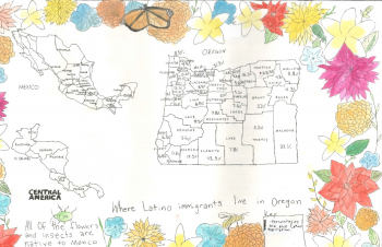 "Where Latino immigrants live in Oregon" poster.
