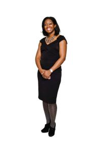 African American teacher in black dress