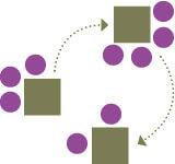 Teaching Tolerance illustration representing elements of different groups moving to each other