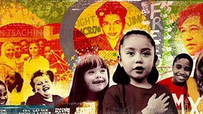 The default Learning for Justice image: A collage featuring historic civil rights leaders and phrases in the background, and children in the foreground.