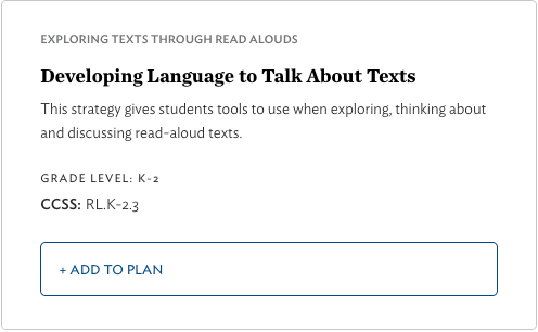 Example Teaching Strategy: Developing Language to Talk About Texts